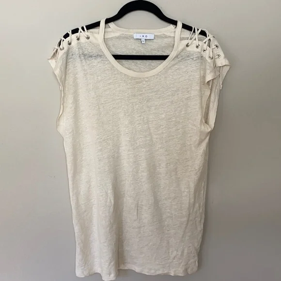 ⚪️ IRO Linen Lace Sleeve Top - Picture 2 of 10